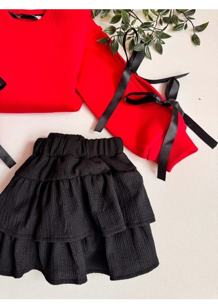 Kız Çocuk Kol Detaylı Fiyonklu Etekli Takım indirimleri