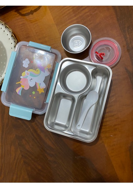 Sosluklu 3 Bölmeli Kaşıklı Yemek Kabı fiyatları