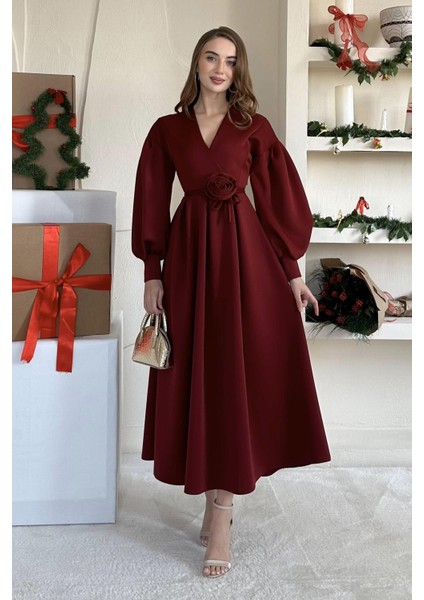 Gül Detaylı Scuba Elbise modelleri