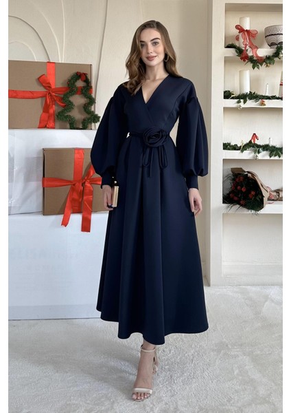 Gül Detaylı Scuba Elbise modelleri