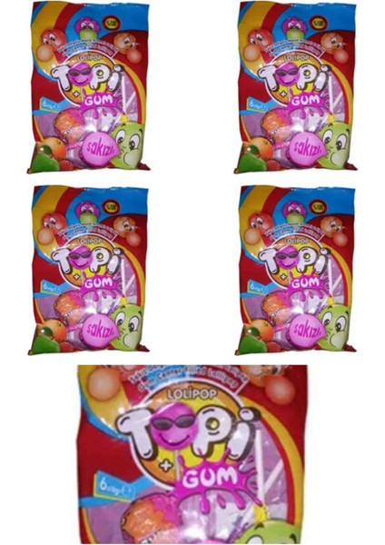 6'lı Sakızlı Lolipop*5 Paket