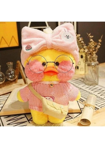 Hediyelik Lalafanfan Duck Gözlüklü Çantalı Sevimli Ördek Oyuncak Peluş Doğum Günü Hediyelik