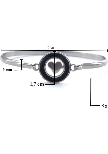 Bz 316L Çelik Kalp Detaylı Spor Kelepçe BLZ-489 modelleri
