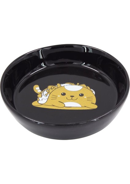 Renkli Seramik Kedi Köpek Mama ve Su Kabı Siyah 250 ml