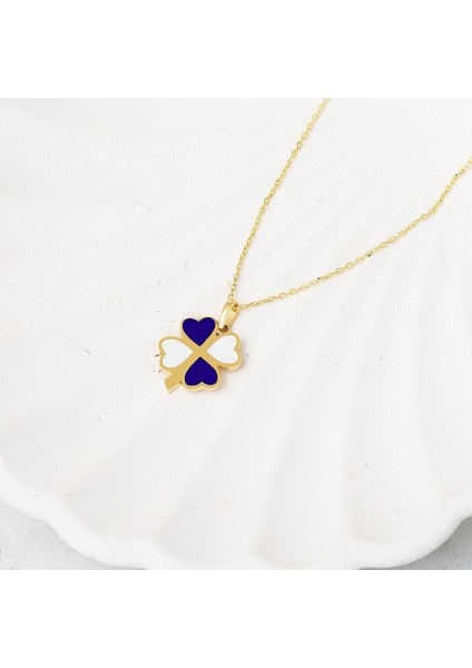 Renkli Mineli Yonca 14 Ayar Altın Kolye fiyatları
