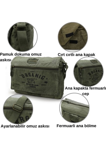 Old Cotton Cargo 8128 Mulater Salaş Kanvas Omuz Postacı Laptop Okul Seyahat Günlük Outdoor Vintage Yıkamalı Pamuk Kumaş Çanta