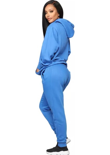 Özel Tasarım Kapüşonlu Baskısız Düz Renk Şardonlu Kışlık Oversize Kadın Eşofman Takımı fiyatları