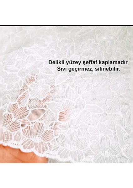 Yuvarlak Dantel Görünümlü Pvc Muşamba Mutfak Masa Örtüsü Sıvı Geçirmez Silinebilir / Ebat: 152 cm .beyaz fiyatları