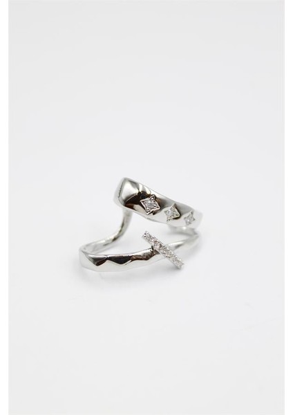 Taşlı Kıkırdak Küpe - Gümüş