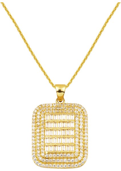 14 Ayar Baget Taşlı Tasarım Altın Kolye