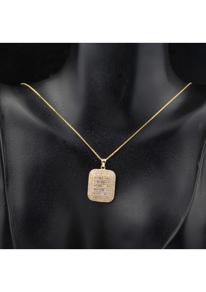 14 Ayar Baget Taşlı Tasarım Altın Kolye fırsatları