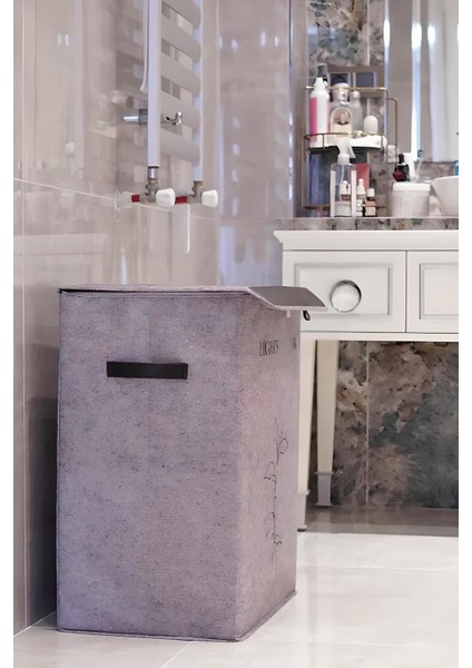 Tekno Trust Keçe Deri 2 Bölmeli Çamaşır Kirli Sepeti Çok Amaçlı Katlanır Oyuncak Saklama Hurcu Gri 53 x 33 x 60 indirimleri