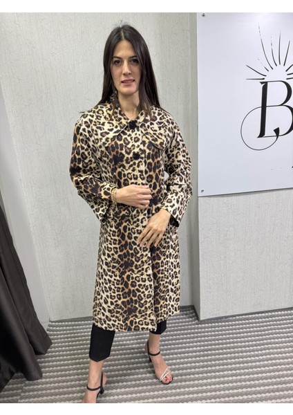 Leopar Desenli Trençkot modelleri