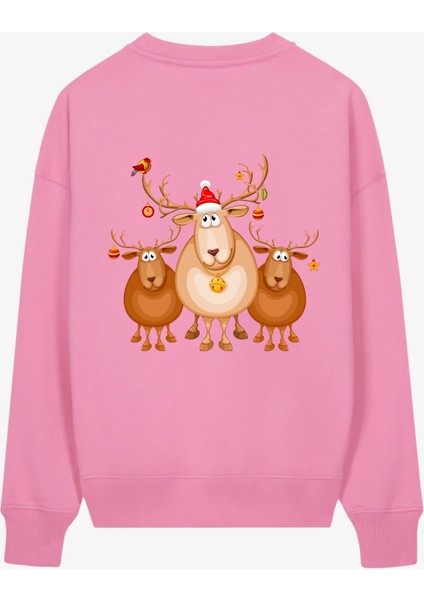 Yılbaşı Noel Yeni Yıl Christmas Tasarım Baskılı 3 Iplik Geniş Kalıp Sweatshirt fiyatları