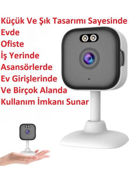 2k Iç Mekan Mini Wifi Kamera Sd Karta Kayıt-Gece Görüş-Aydınlatma-Hareket Algılama Bildirimi-Çift Yönlü Ses