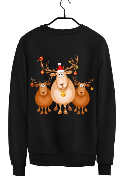 Yılbaşı Noel Yeni Yıl Christmas Tasarım Baskılı 3 Iplik Geniş Kalıp Sweatshirt fiyatları
