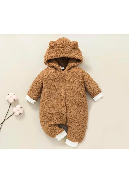 Kapşonlu Bebek Peluş Welsoft Tulum (Dış ve Iç Çift Taraflı Welsoft Peluş Yünlü)