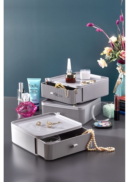 Tekno Trust Trio Takı - Makyaj ve Kozmetik - 3'lü Düzenleyici Çekmece - Gri modelleri