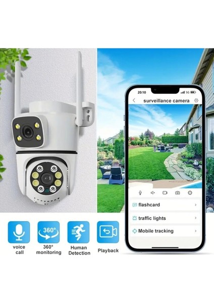 1080P Wi-Fi Kablosuz Full Hd 360 Derece Renkli Gece Görüşlü Güvenlik Kamerası -Türkçe Uygulama fiyatları