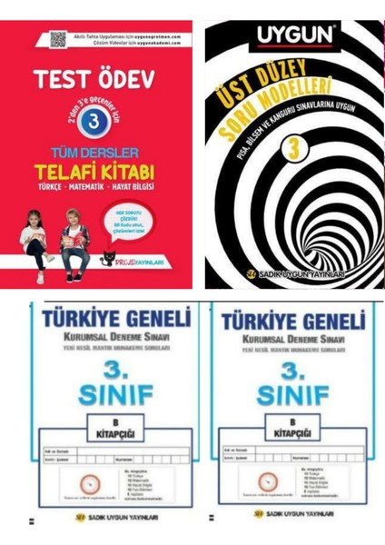 3. Sınıf BİLSEM Üst Düzey Soru Modelleri - Tüm Dersler Telafi Testleri - 2 Adet Deneme Sınavı