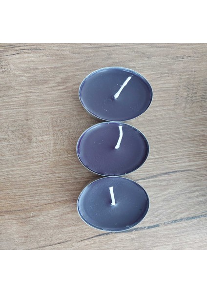 Siyah Tealight Mum 35 Gram-Buhurdanlık Ma x i Boy Soya Parafinli 10 Adet Dekoratif Orta Boy Tealight Mum