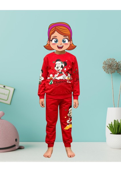 Baskılı Pamuk Kız Çocuk Yeni Yıl Pijama Takımı (Minnie Mouse) fiyatları