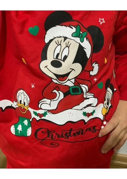 Baskılı Pamuk Kız Çocuk Yeni Yıl Pijama Takımı (Minnie Mouse) indirimleri