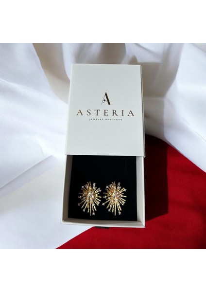 Asteria Jewelry Renkli Taşlı Gold Küpe