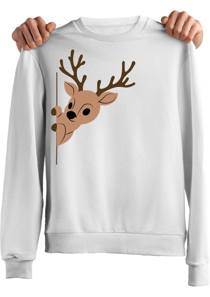 Yılbaşı Noel Yeni Yıl Christmas Tasarım Baskılı 3 Iplik Geniş Kalıp Sweatshirt
