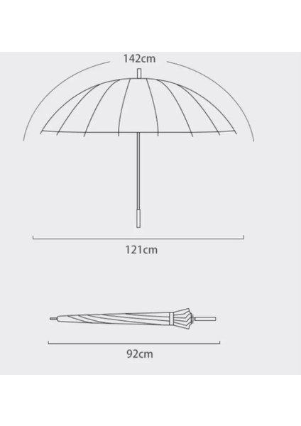 Yağmur şemsiyesi premium protokol şemsiyesi çelik ve dayanıklı şemsiye 24 telli geniş Kılıflı Siyah