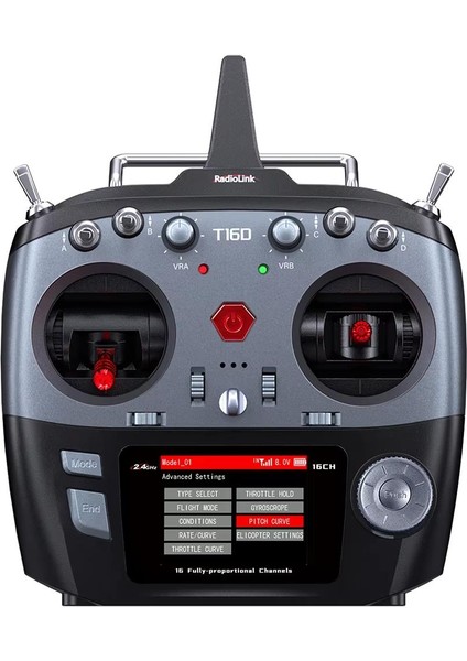 T16D 2.4ghz 16 Kanal Radio Kontrol Uzaktan Kumanda +R16F Alıcı Elrs,crossfıre Destekli (Çanta Dahil)