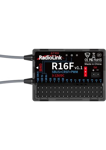 T16D 2.4ghz 16 Kanal Radio Kontrol Uzaktan Kumanda +R16F Alıcı Elrs,crossfıre Destekli (Çanta Dahil)