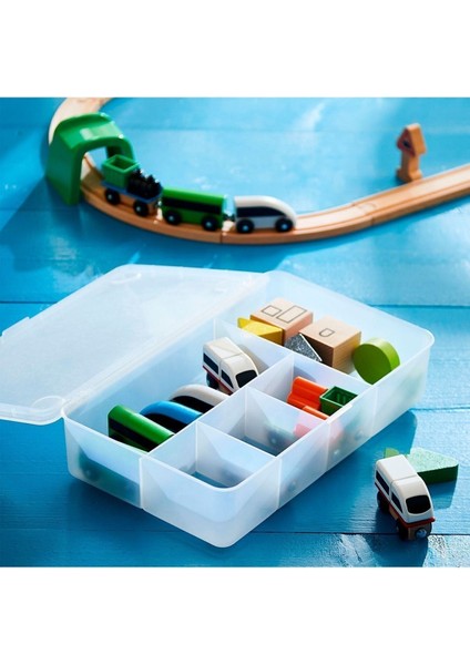 Tekno Trust Kapaklı Bölmeli Kutu 34 x 21 x 8 cm Ikea Saklama Kutusu Takı Makyaj Malzemesi Kutusu Plastik