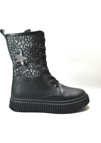 OP.7630 Siyah Kürklü Fermuarlı Kız Çocuk Postal Bot modelleri