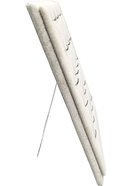 Yerli Üretim Süet Kumaş Krem Renk 20/16 cm Ayaklı Kolye Sergileme Standı