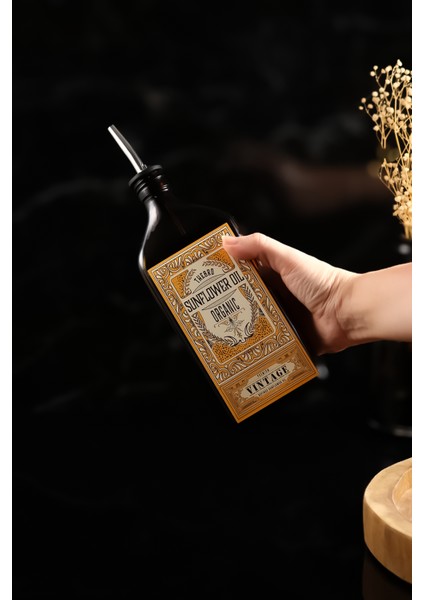 500ML Amber Renkli Premium Vintage Ayçiçek Yağı Şişesi Parlak Metal Şişe Dökücülü modelleri