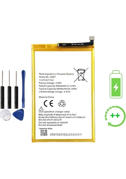 Tecno Pova 4 ile Uyumlu Güclendirilmis Ithal Pil Batarya BL-58BT