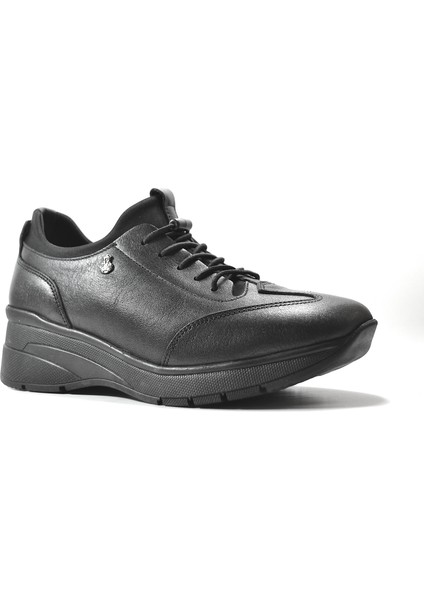 176.055 Soft Deri Siyah Lastikli Ortopedik Casual Kadın Ayakkabı fiyatları
