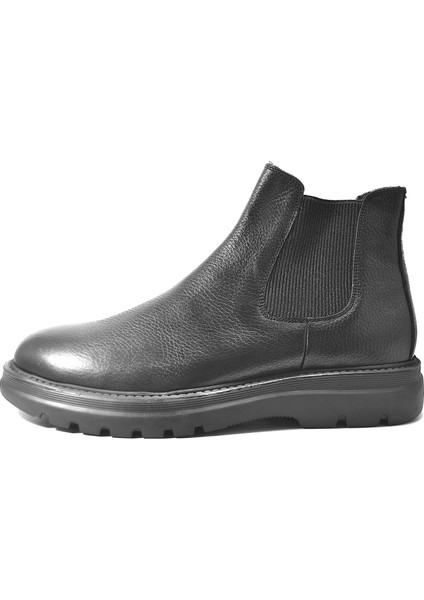 MB.1091 Deri Siyah Lastikli Casual Erkek Bot