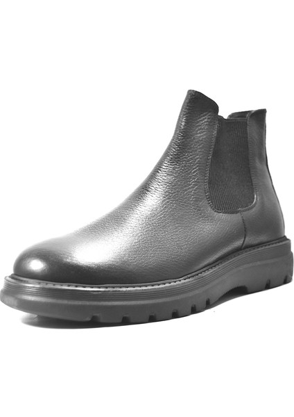 MB.1091 Deri Siyah Lastikli Casual Erkek Bot