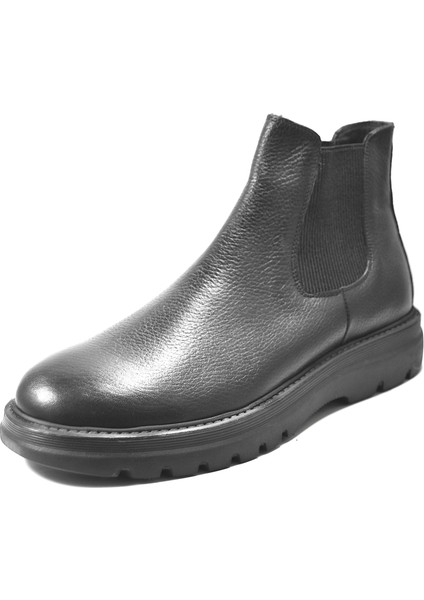 MB.1091 Deri Siyah Lastikli Casual Erkek Bot