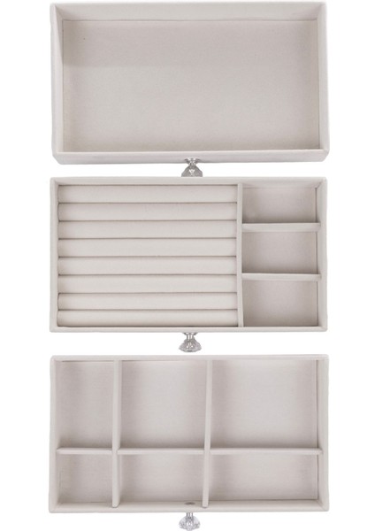 Modern 3 Çekmeceli Takı Bijuteri Mücevher Kutusu Organizer Düzenleyici Beyaz 13 x 23 x 10 cm