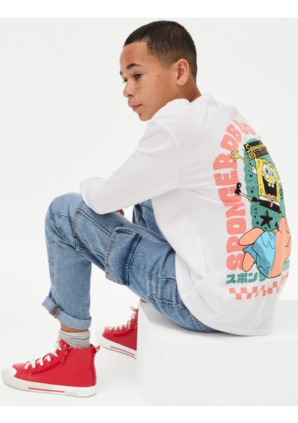 Saf Pamuklu Spongebob Squarepants:trade_mark: Sweatshirt (6-16 Yaş)