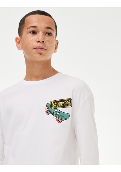 Saf Pamuklu Spongebob Squarepants:trade_mark: Sweatshirt (6-16 Yaş)
