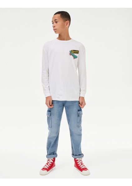 Saf Pamuklu Spongebob Squarepants:trade_mark: Sweatshirt (6-16 Yaş)