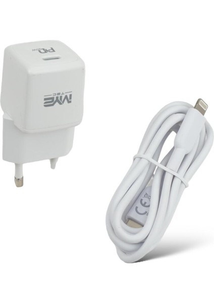 My2 Tec 2'si 1 Arada Şarj Seti Apple IPhone 14 Lightning Usb-C Için Şarj Kablosu Siyah 20W 3A 100CM