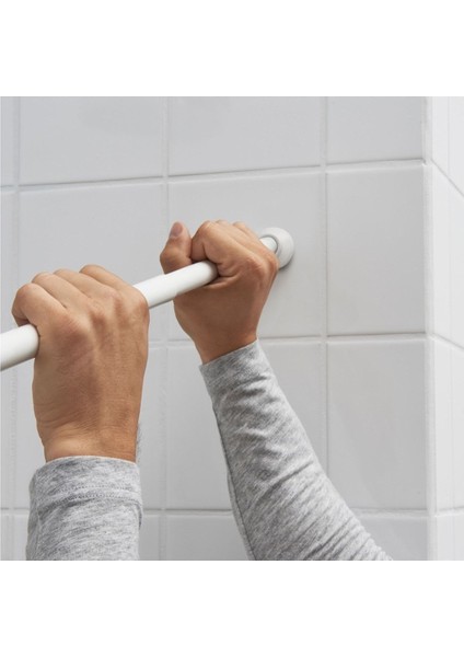 70-120 cm Pratik Monte Duş Perdesi Çubuğu Beyaz Uzunluğu Ayarlanabilir Yaylı Çubuk