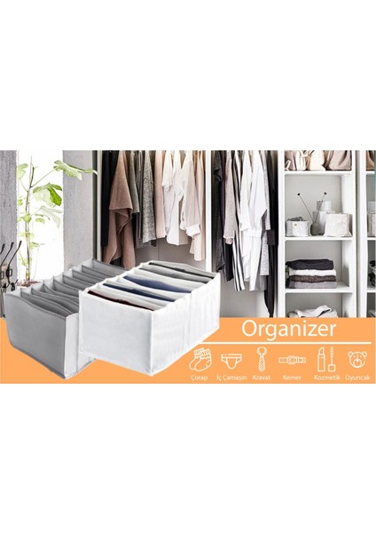 4'lü Dolap & Çekmece Içi Çorap ve Çamaşır Organizeri Gri S-M-L-Xl fiyatları