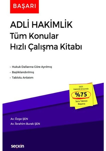 Başarı – Adli Hakimlik Tüm Konular Hızlı Çalışma Kitabı - Özge Şen