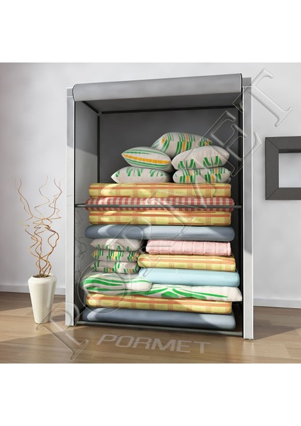 Tekno Trust Güçlendirilmiş Çelik Profilli Yorgan Hurcu, Yüklük Saklama Hurcu, -Gri